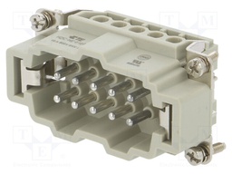 Connector: HDC; male; HE; PIN: 10; 10+PE; size 4; 16A; 500V; for cable