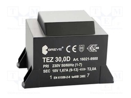 Transformer: encapsulated; 30VA; 230VAC; 18V; 1666.6mA; IP00; 700g