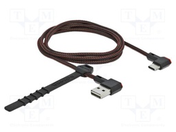 Cable; USB 2.0; gold-plated; 1m; black,red; 24AWG,28AWG; 480Mbps