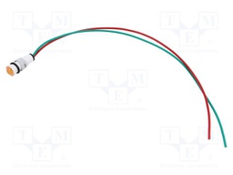 Indicator: LED; prominent; orange; 24VDC; 24VAC; Ø10mm; leads 300mm