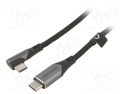 Cable; USB 2.0; USB C plug,USB C angled plug; 1.5m; black; 100W