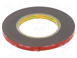 Tape: fixing; W: 9mm; L: 5.5m; Thk: 1.6mm; acrylic; black
