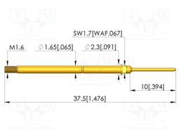 Test needle; Spring compression: 3mm; 5.5mm; 8A; CuBe; gold-plated