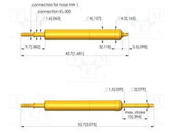 Test needle; Spring compression: 6mm; 10mm; 10A; steel; Ø: 1.3mm