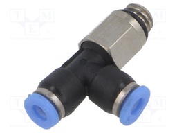 Push-in fitting; T-tap splitter; M6; -0.95÷10bar; 3mm