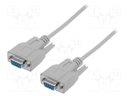 Cable; D-Sub 9pin socket,both sides; 3m; grey; shielded