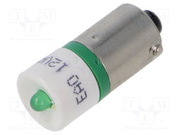 LED lamp; green; BA9S; 12VDC; 12VAC; No.of diodes: 1