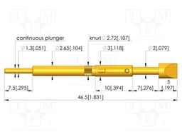Test needle; Spring compression: 6mm; 7mm; 8A; steel; gold-plated