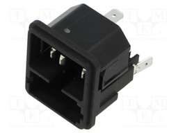 Un-Filtered IEC Power Entry Module, IEC C14, General Purpose, 10 A, 250 VAC, 2-Pole Fuse Holder