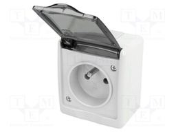 Connector: AC supply; socket; Layout: 2P+PE; grey; 250VAC; 16A; IP44