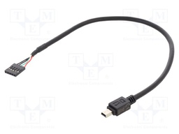 Cable; USB 2.0; USB B mini plug,5pin pin header; 0.3m; black