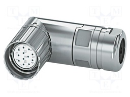 Connector: M23; plug; PIN: 19(16+3); crimped; angled; IP67; 8A,10A
