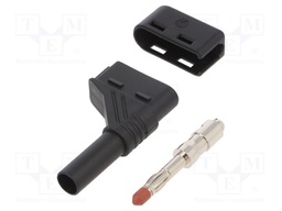 Plug; 4mm banana; 24A; 60VDC; black; gold-plated; Contacts: brass