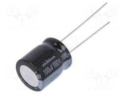 Capacitor: electrolytic; THT; 100uF; 100VDC; Ø12.5x15mm; Pitch: 5mm