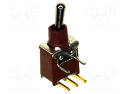 Switch: toggle; Pos: 2; SPDT; ON-(ON); 0.02A/20VAC; 0.02A/20VDC
