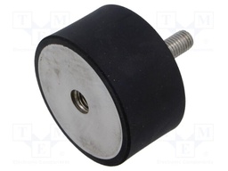 Vibration damper; M12; Ø: 75mm; rubber; L: 40mm; Thread len: 37mm