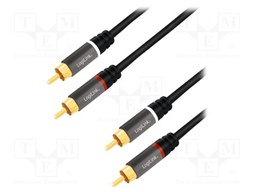 Cable; RCA plug,both sides; 0.5m; Plating: gold-plated; black