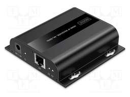 HDMI extender; DC socket,HDMI socket,RJ45 socket; metal; 120m
