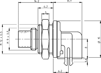 Connector: circular; socket; male; PIN: 3; gold-plated; 3A; IP65