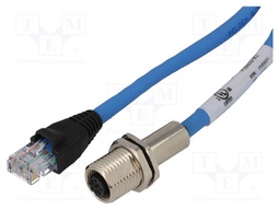 Adapter; M12 female,RJ45 plug; D code-Ethernet; PIN: 4; IP65; 2m