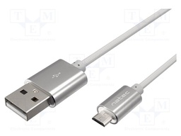 Cable; USB 2.0; USB A plug,USB B micro plug; 1m; grey; 480Mbps