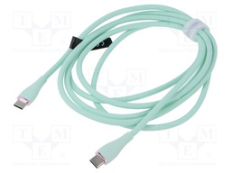 Cable; USB 2.0; USB C plug,both sides; nickel plated; 1.5m; green