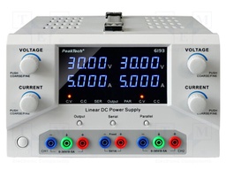 Power supply: laboratory; multi-channel; Ch: 2; 0÷30VDC; 0÷5A; 0÷5A