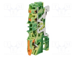 DIN Rail Mount Terminal Block, Ground, 3 Ways, 22 AWG, 12 AWG, 2.5 mm², Clamp, 24 A