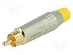 Plug; RCA; male; straight; soldering; grey; gold-plated; for cable