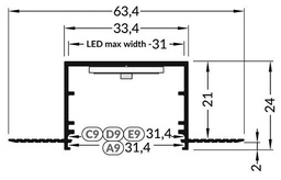 Profiles for LED modules; recessed; white; L: 2m; aluminium