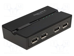 Switch; USB 2.0; black; plastic; Out: USB A socket x4
