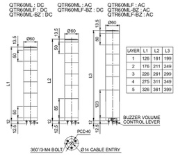 Signaller: signalling column; Colour: red/green; Usup: 24VDC; LED