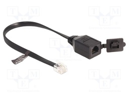 Cable: telephone; connection 1: 1,with flap; 0.2m; black; 26AWG