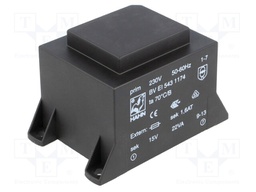 Transformer: encapsulated; 22VA; 230VAC; 15V; 1467mA; Mounting: PCB
