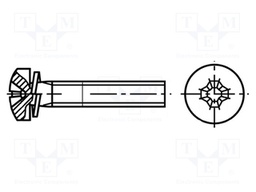 Screw; M4x12; DIN: 7985; Head: cheese head; Phillips; steel; zinc
