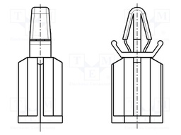 PCB distance; L: 19.1mm; Plate mount.hole dia: 4mm; natural