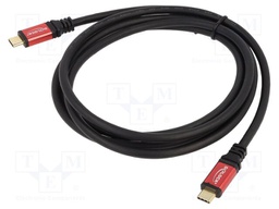 Cable; USB C plug,both sides; gold-plated; 2m; black; 22AWG,32AWG