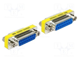 Adapter; D-Sub 15pin socket,both sides; Plating: nickel plated
