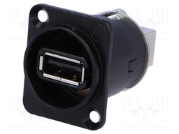 Adapter; USB A socket-front,USB B socket-back; USB 2.0; black