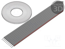 Wire: ribbon; 1.27mm; stranded; Cu; 9x28AWG; PVC; grey; 30,5m