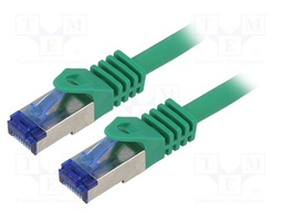 Patch cord; S/FTP; 6a; stranded; Cu; LSZH; green; 10m; 26AWG