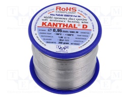 Resistance wire; 1.9Ω/m; -100÷1300°C; 0.25kg; Øout: 0.95mm; FeCrAl