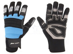 Protective gloves; Size: 10; black/blue; microfiber,plastic