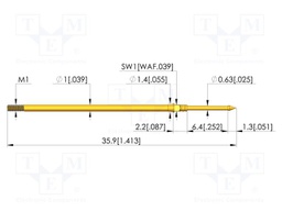 Test needle; Spring compression: 4.3mm; 6.35mm; 3A; steel; needle