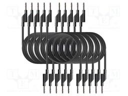 Test leads; 50VAC,120VDC; 10A; banana plug 4mm,both sides; black