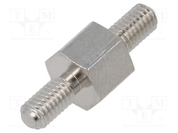 Screwed spacer sleeve; 5mm; Ext.thread: M3; hexagonal; brass