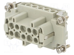 Connector: HDC; female; HE; PIN: 10; 10+PE; size 4; 16A; 500V