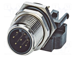 Connector: M12; socket; PIN: 8; male; 30V; straight; IP67; THT; A code