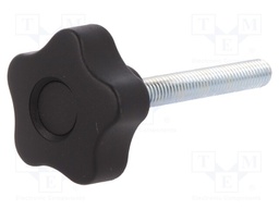 Knob; Dia: 40mm; M8; 55mm; H: 27mm; technopolymer (PP); black