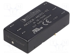 Converter: DC/DC; 20W; Uin: 18÷75V; 5VDC; Iout: 4A; 2"x1"; 26g